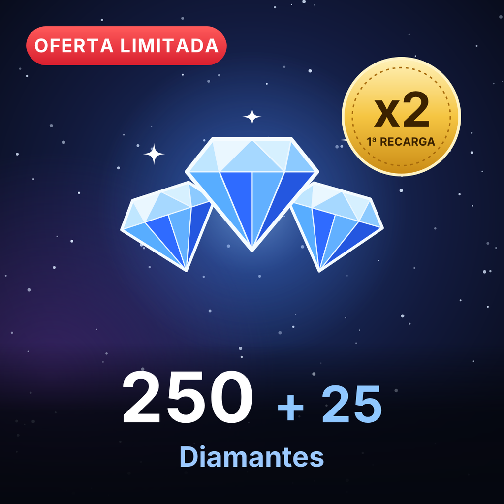 Recarga Mobile Legends - 250 + 25 Diamantes oferta x2 primera recarga