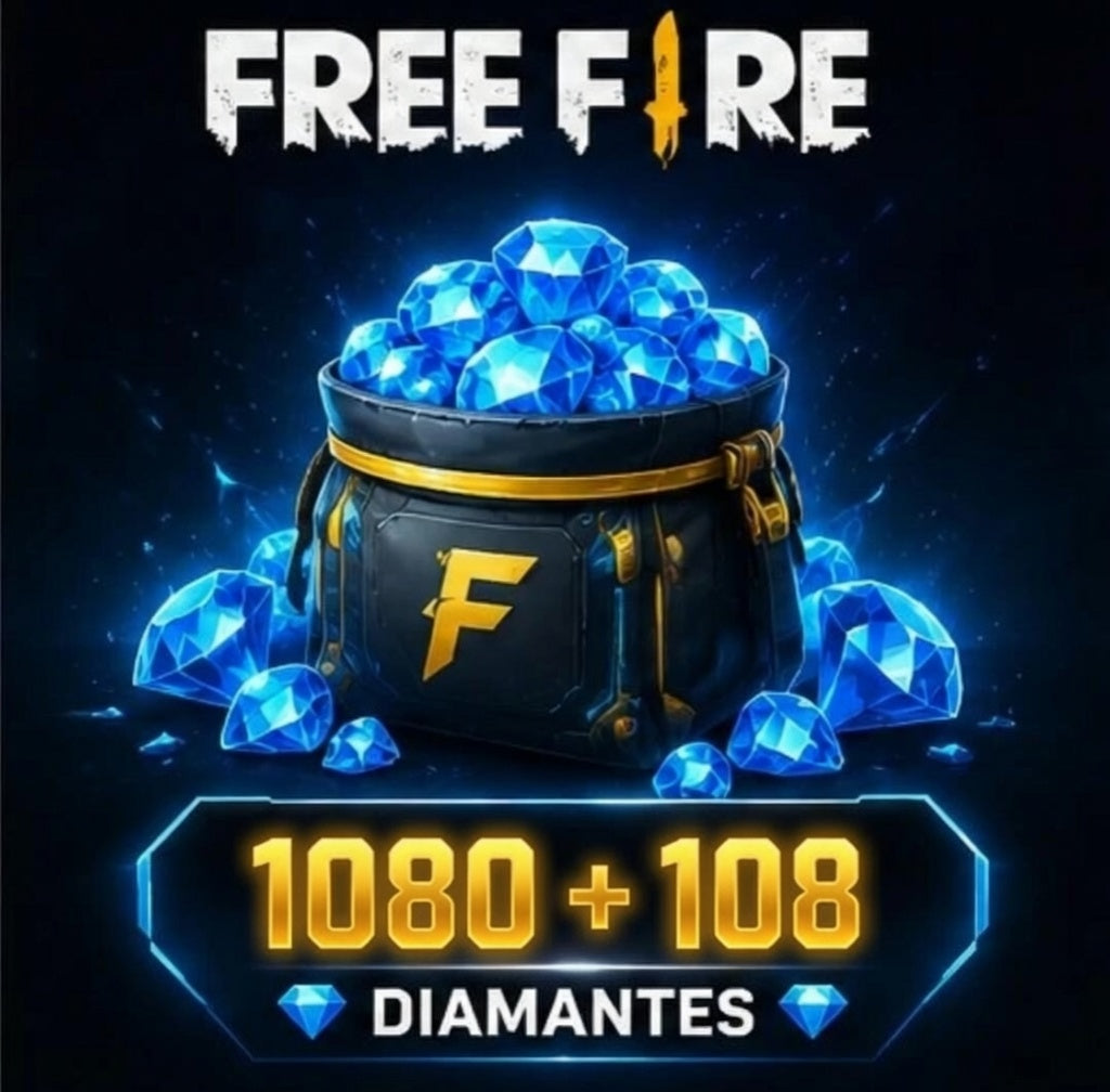 Recarga Free Fire - 1080 + 108 Diamantes